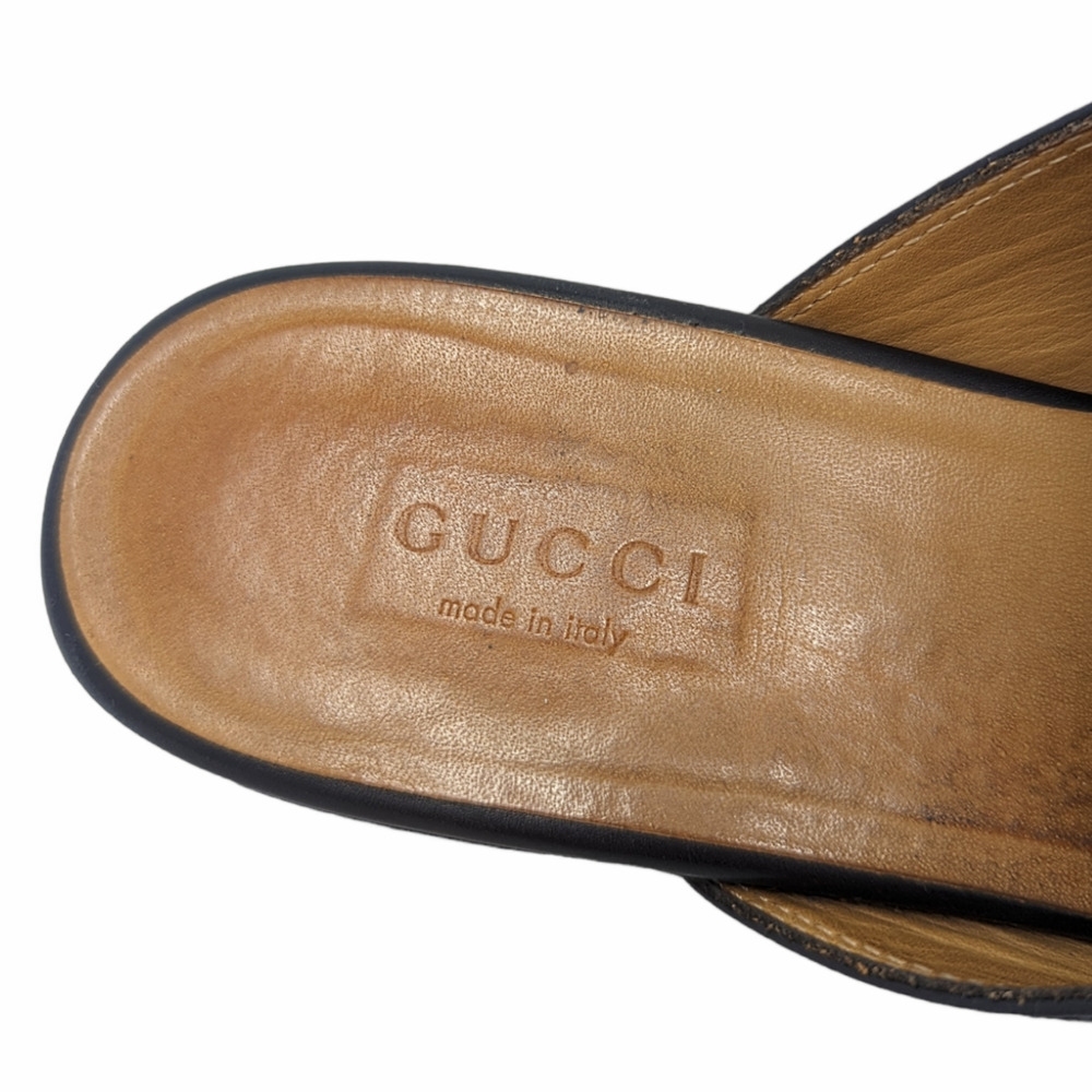 Gucci Princetown Horsebit Black Leather Slipper Round Toe Flat Mules Size 38 - Picture 10 of 13